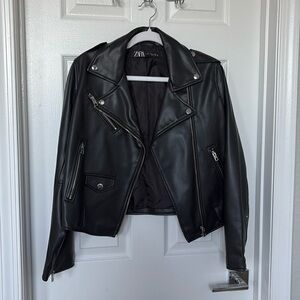 Moto jacket with silver hardware